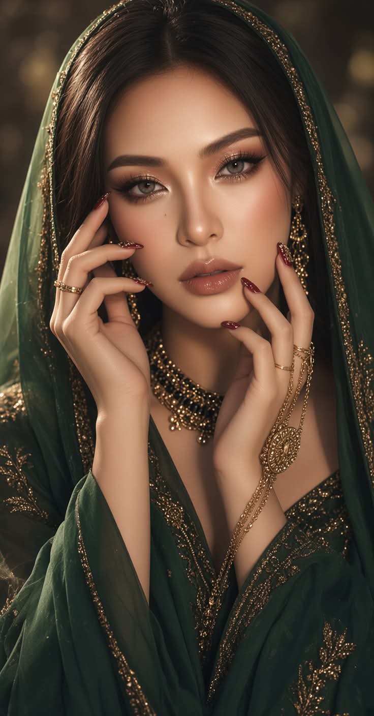 Black Veil and Gold Beauty Editorial Portrait output 4