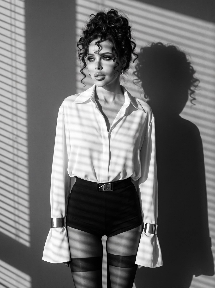 Vintage Black-and-White Fashion Portrait output 1