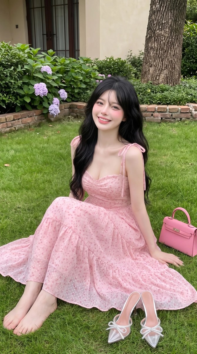 Dreamy Garden Portrait in a Pastel Pink Dress output 4