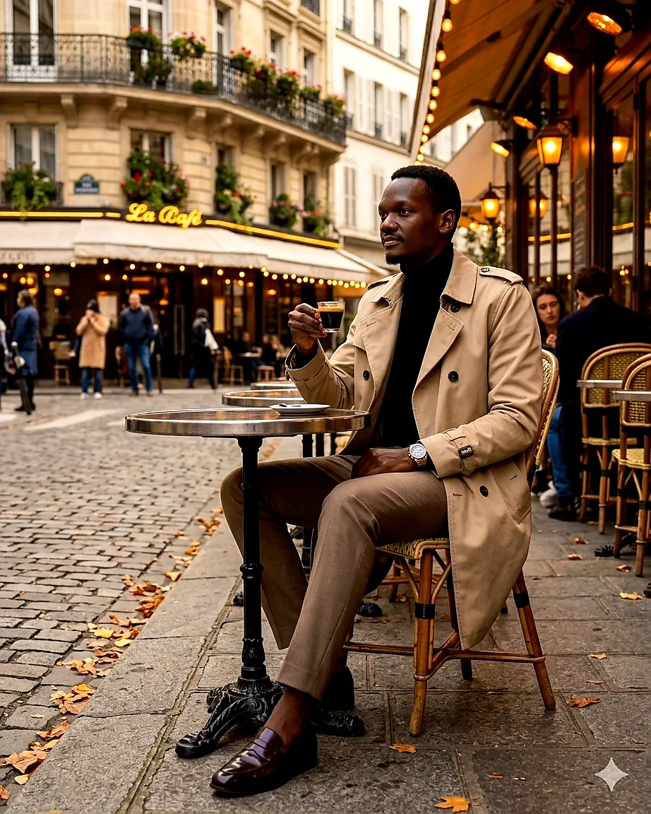 Parisian Café Gentleman Lifestyle Portrait output 1