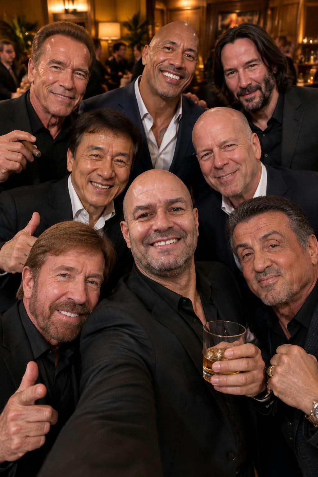 Photorealistic Selfie with Hollywood Action Legends