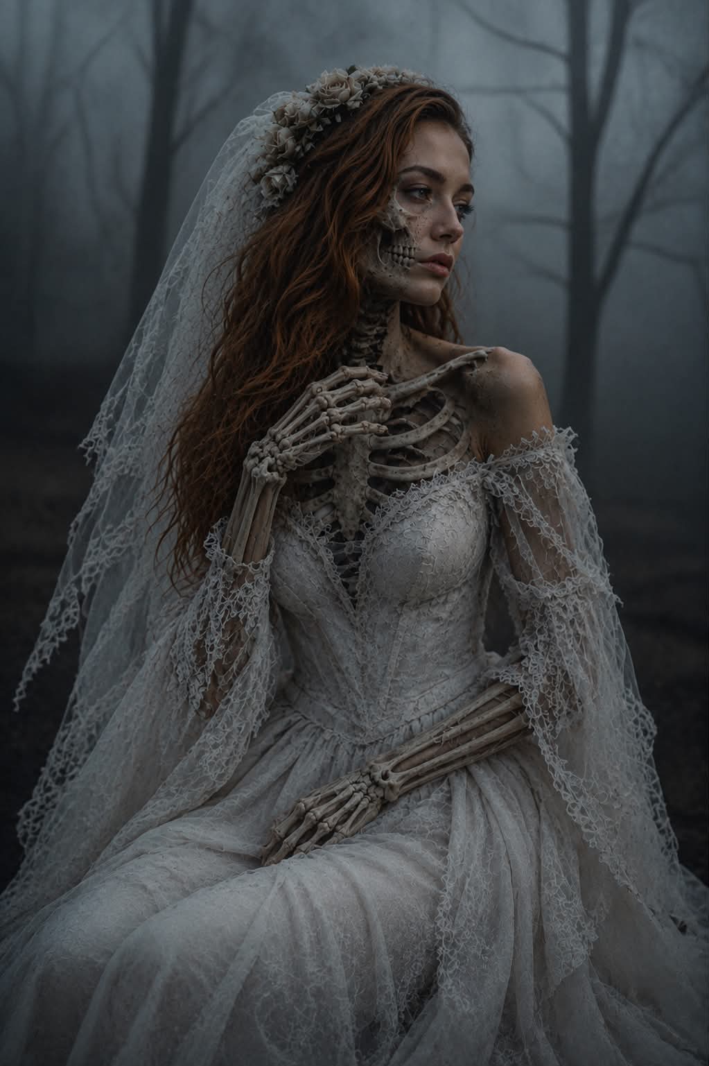 Gothic Skeleton Bride Portrait output 4