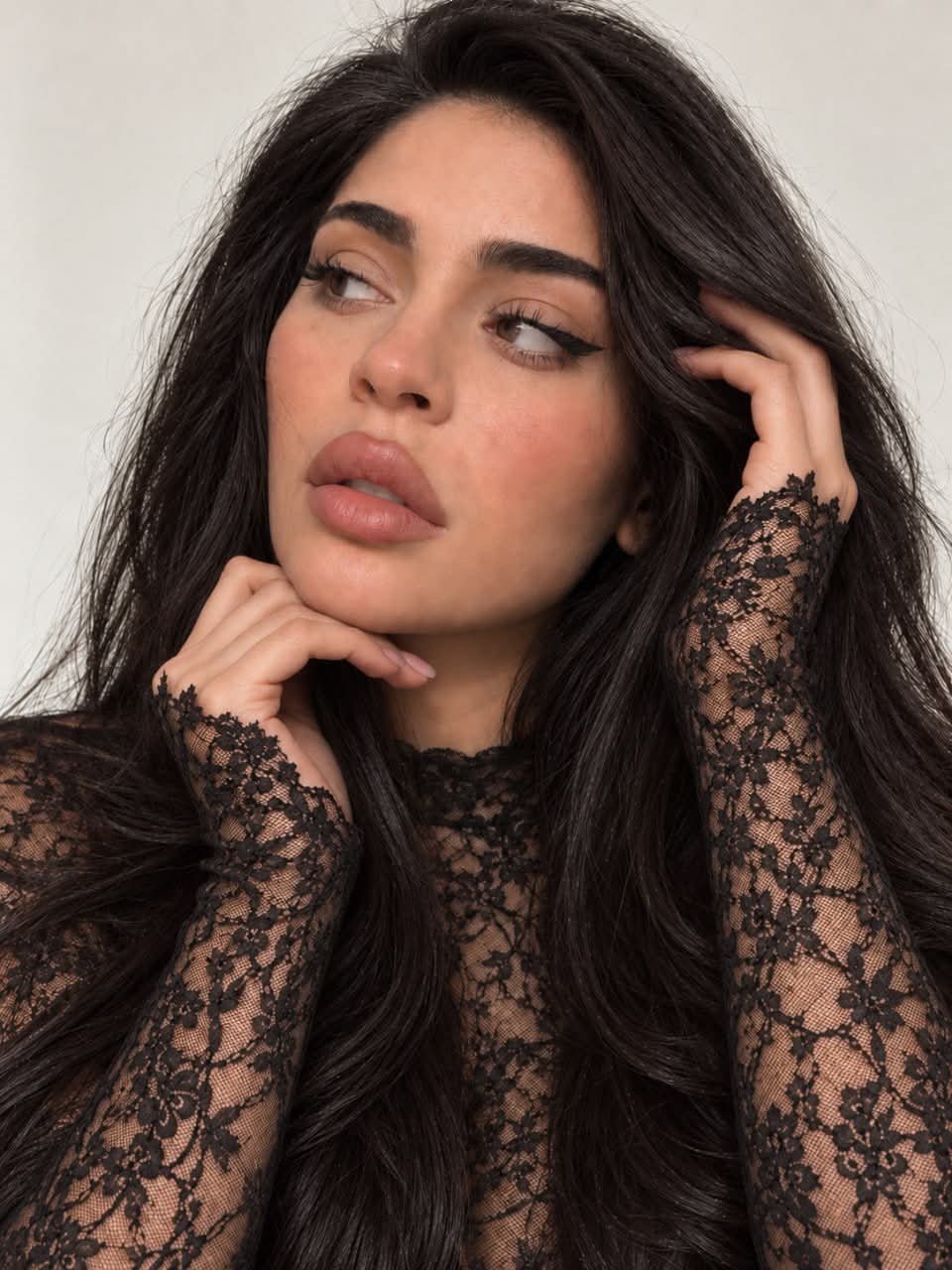 Close-Up Studio Portrait in Black Lace output 1