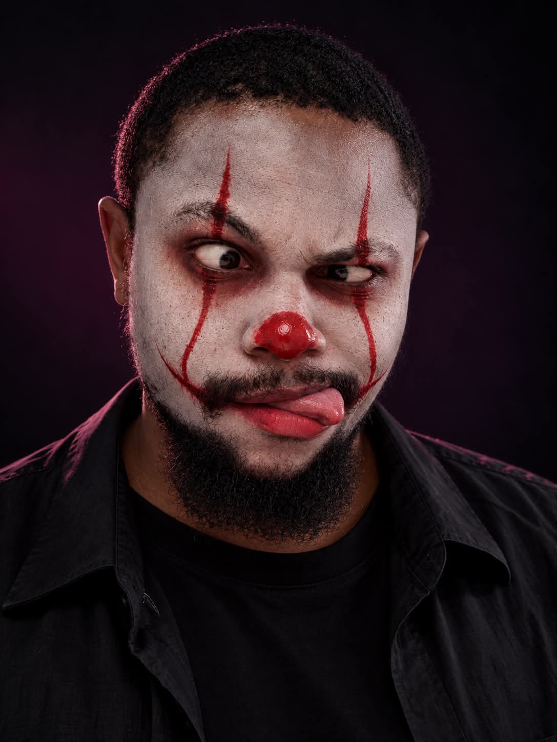 Photorealistic Creepy Clown Portrait output 2