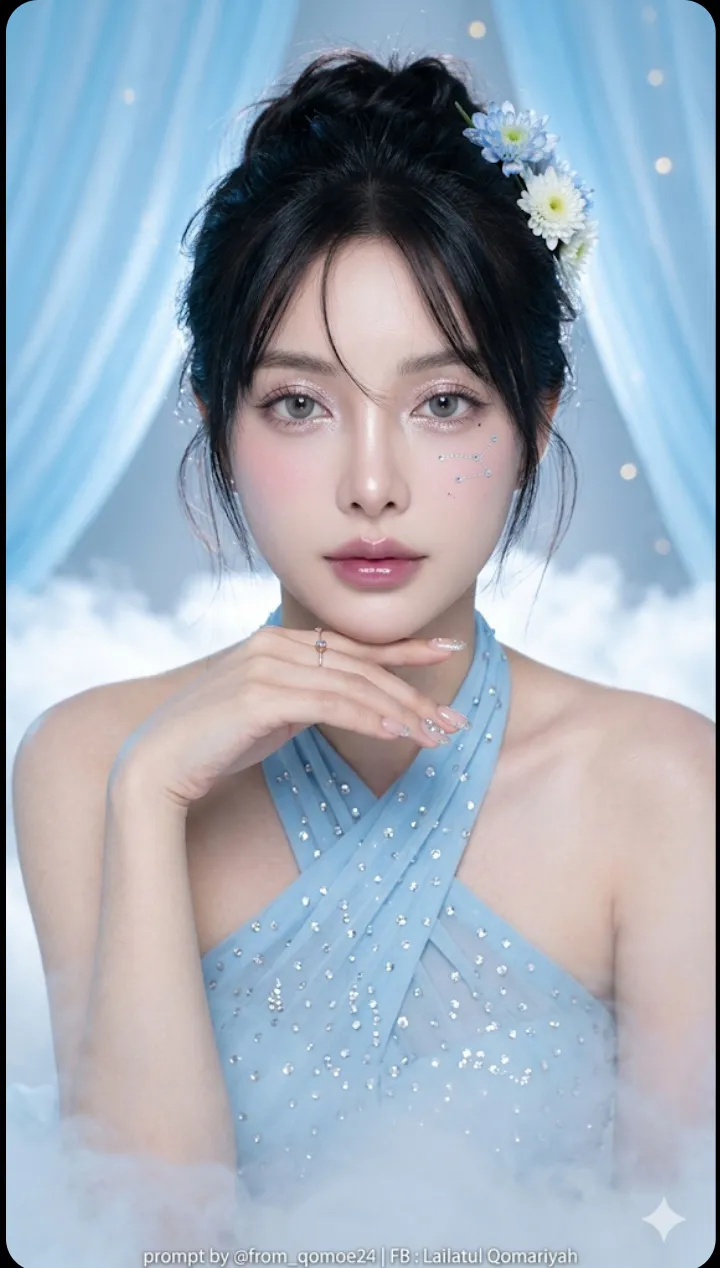 Ethereal Blue Moon Portrait with Crystal Makeup
