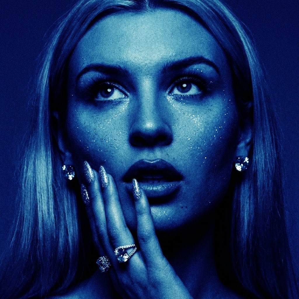 Euphoria-Inspired Blue Glitter Fashion Portrait