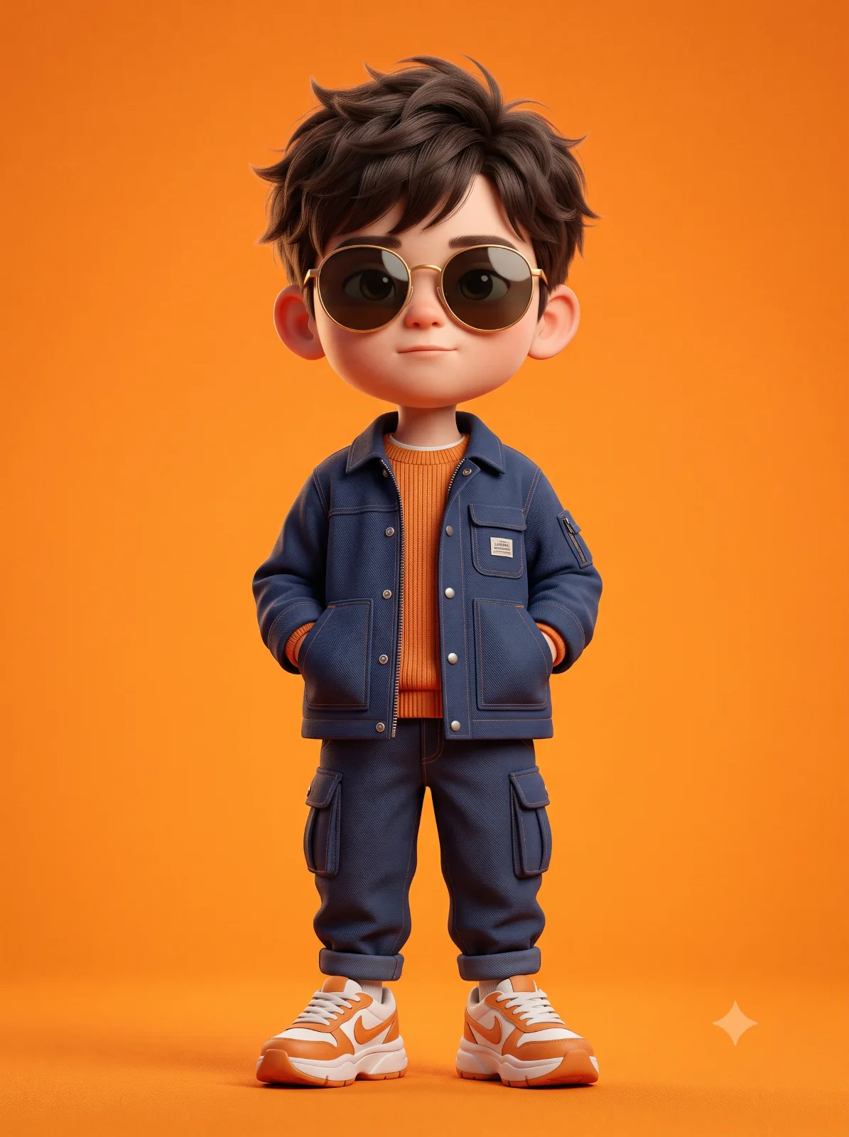 Stylized 3D Boy in Navy Streetwear