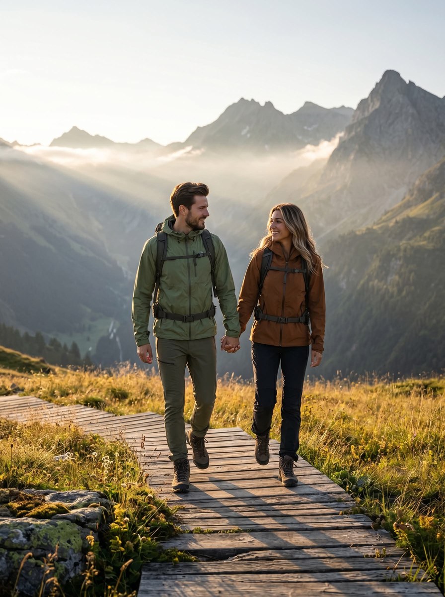Cinematic Mountain Trek Portrait of a Couple
