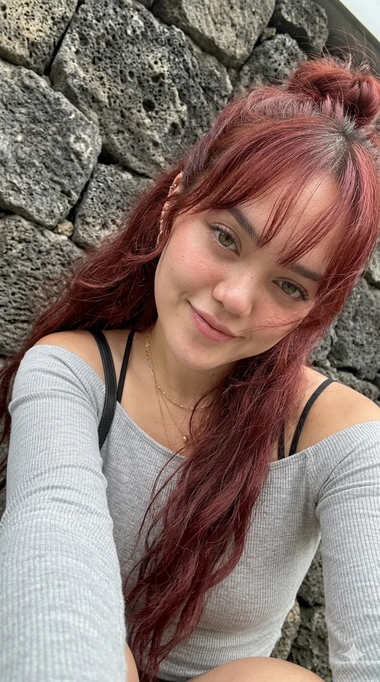 High-Angle Crouching Street-Style Selfie output 2