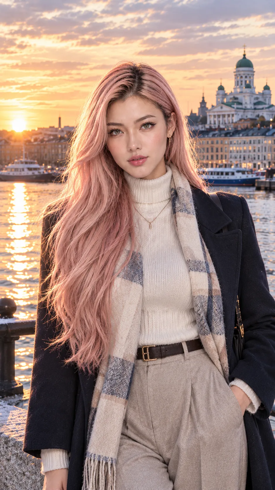 Pink-Haired Helsinki Winter Fashion Editorial