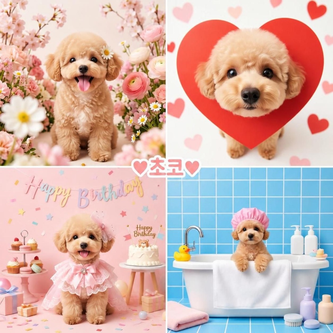 Four-Panel Pastel Pet Studio Collage output 2