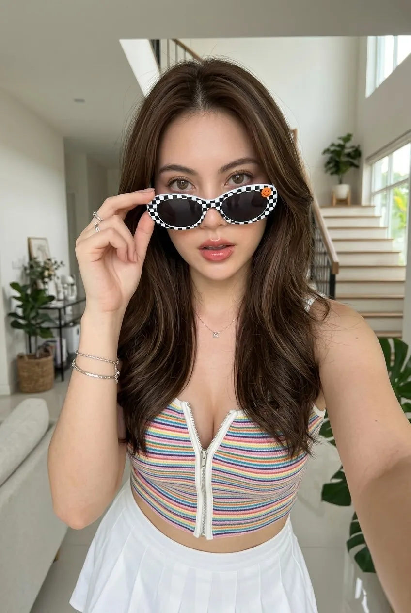 Checkerboard Sunglasses Fashion Selfie