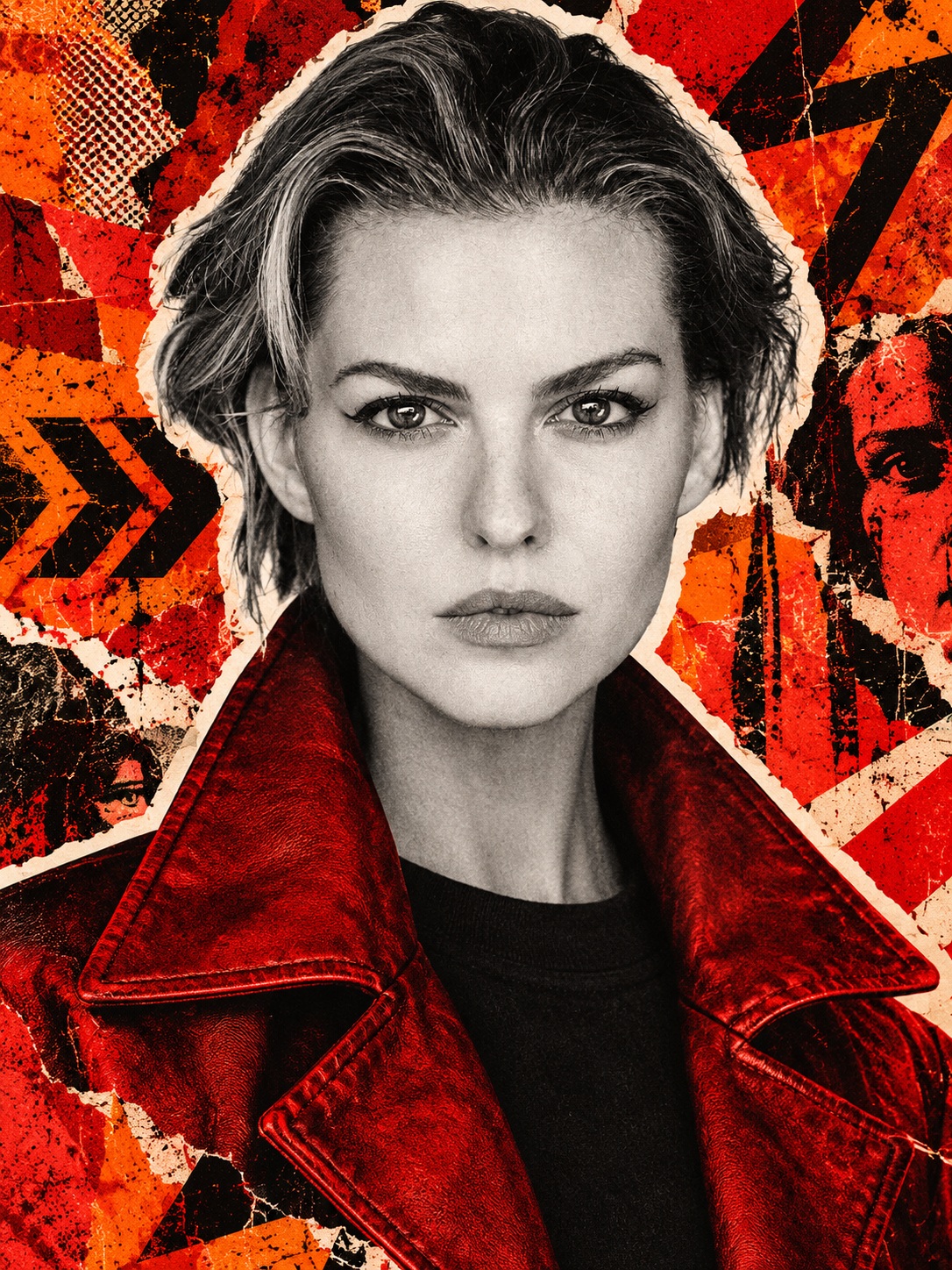 Red-Orange Grunge Editorial Portrait output 5