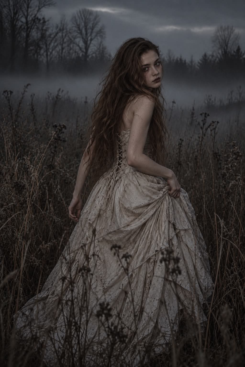 Gothic Woman in a Misty Field output 2
