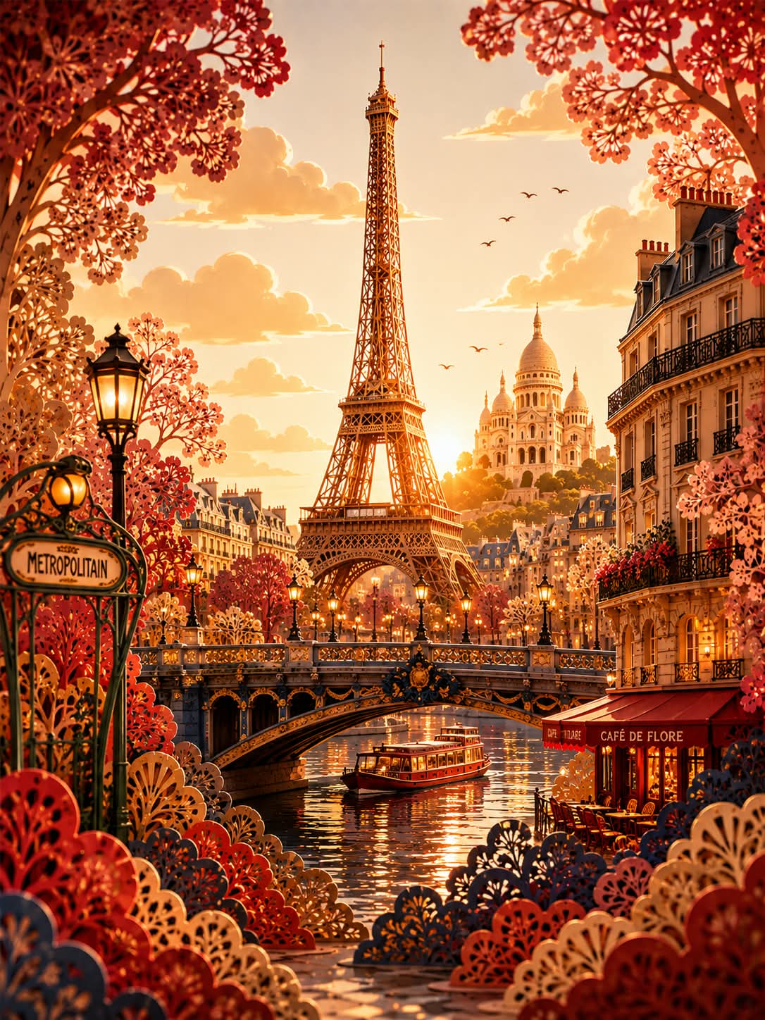 Layered Paper-Cut Luxury Travel Poster output 2