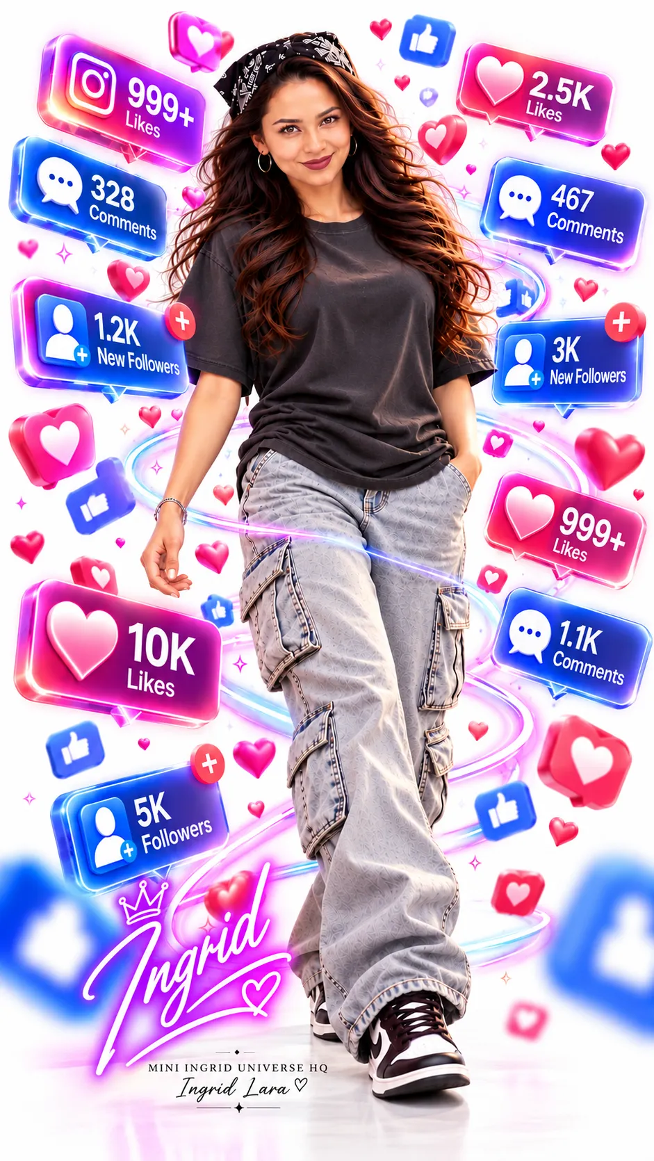 Full-Body Portrait with Floating Social Media Effects output 1