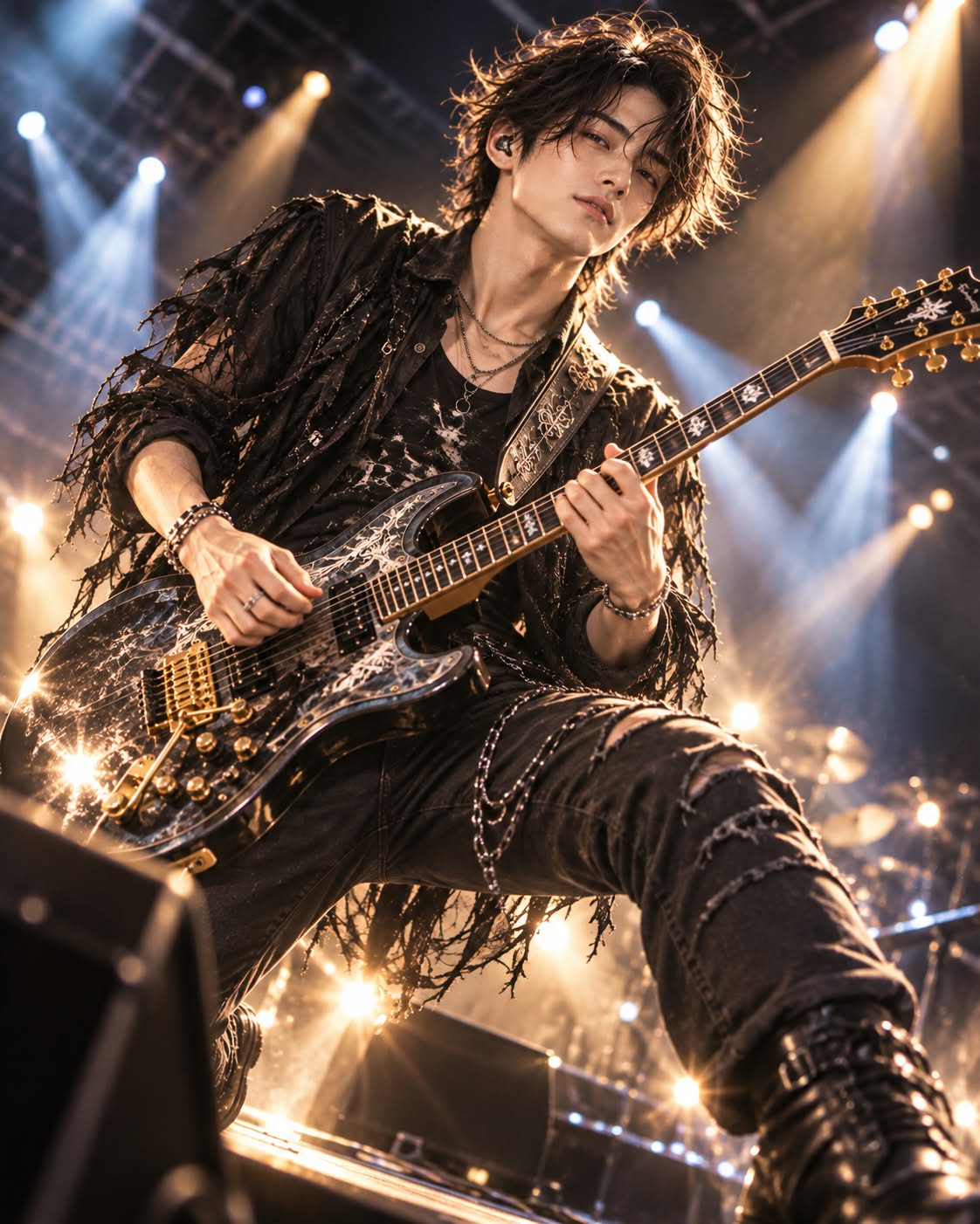 Personalized Guitarist in a Dramatic Stage Spotlight output 2