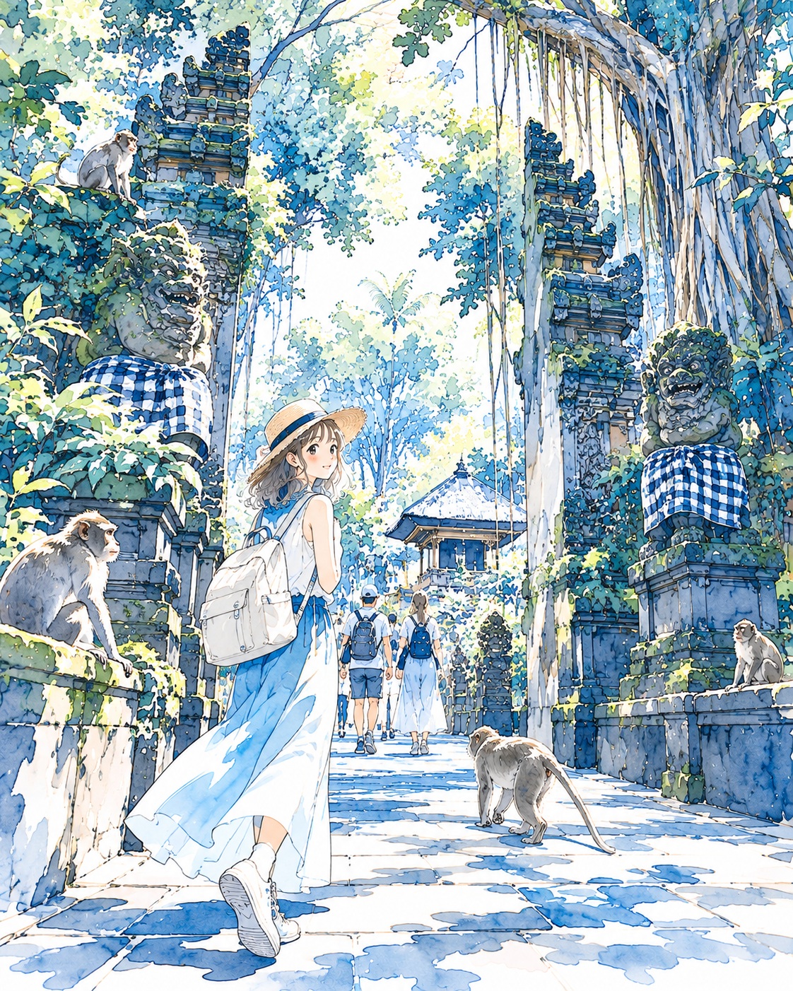 Blue Watercolor Destination Illustration output 4