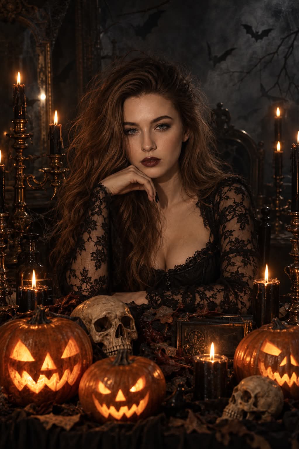 Gothic Halloween Candlelit Portrait
