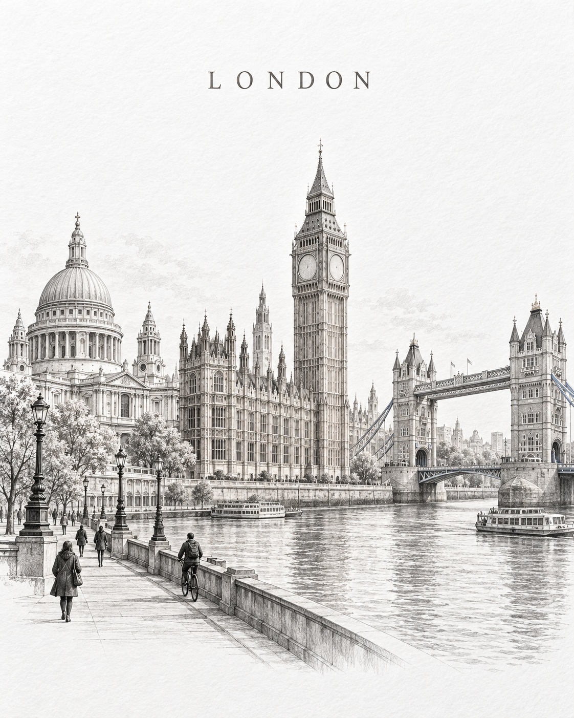 Graphite and Blind-Embossed City Art Poster output 4