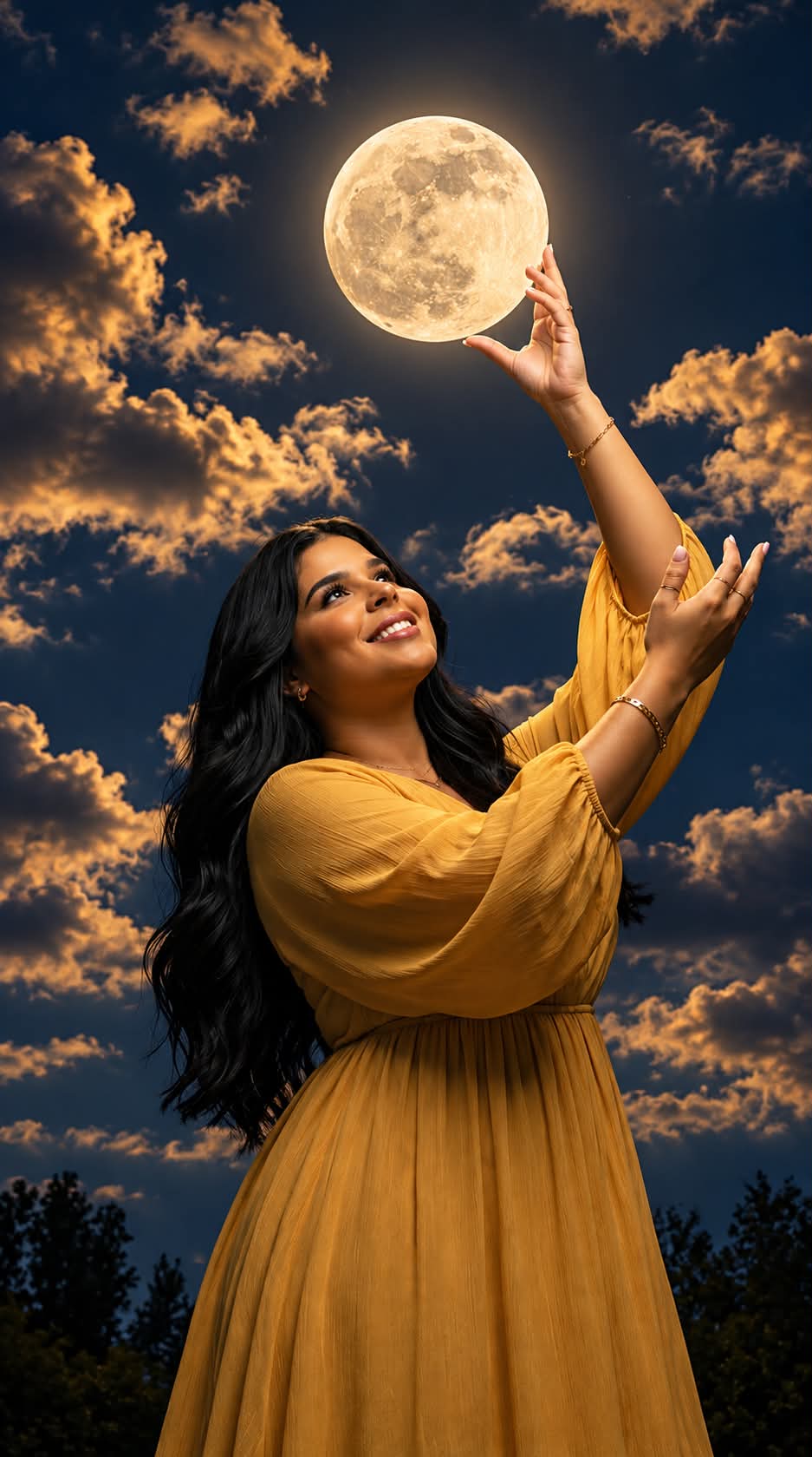 Woman Holding the Full Moon