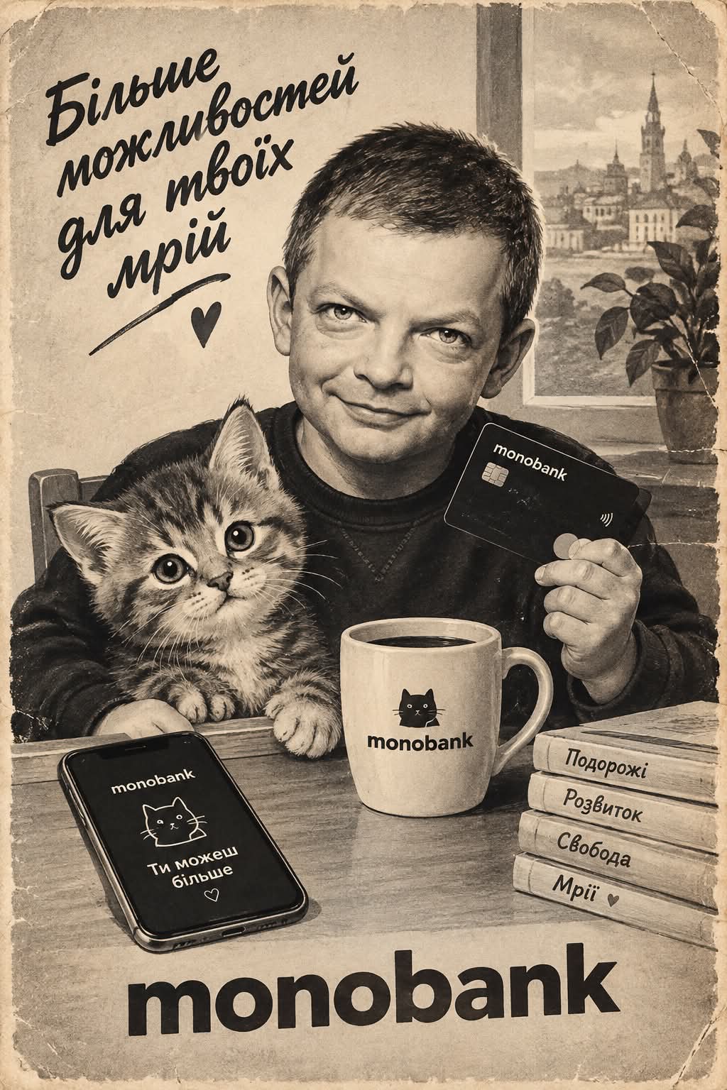 1950s Vintage Ad with a Child Character and Baby Cat output 2