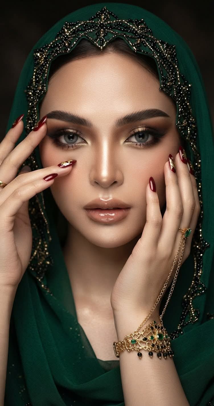 Black Veil and Gold Beauty Editorial Portrait output 3