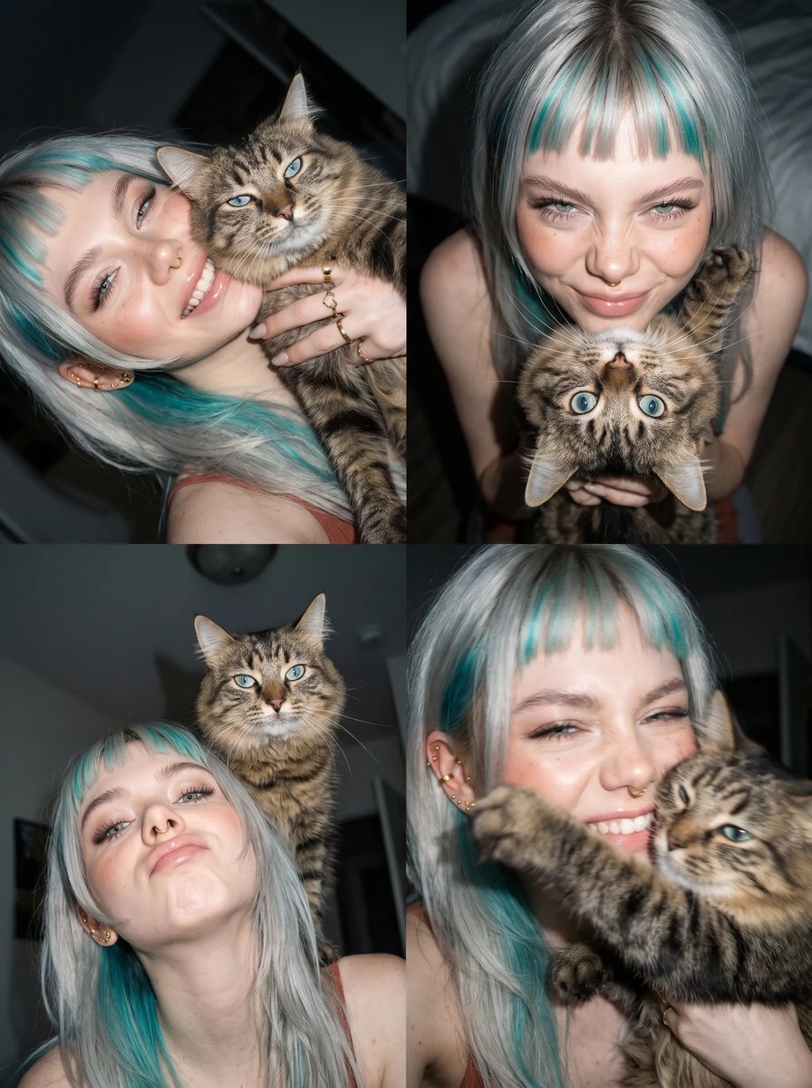 Young Woman Cuddling a Tabby Cat output 9