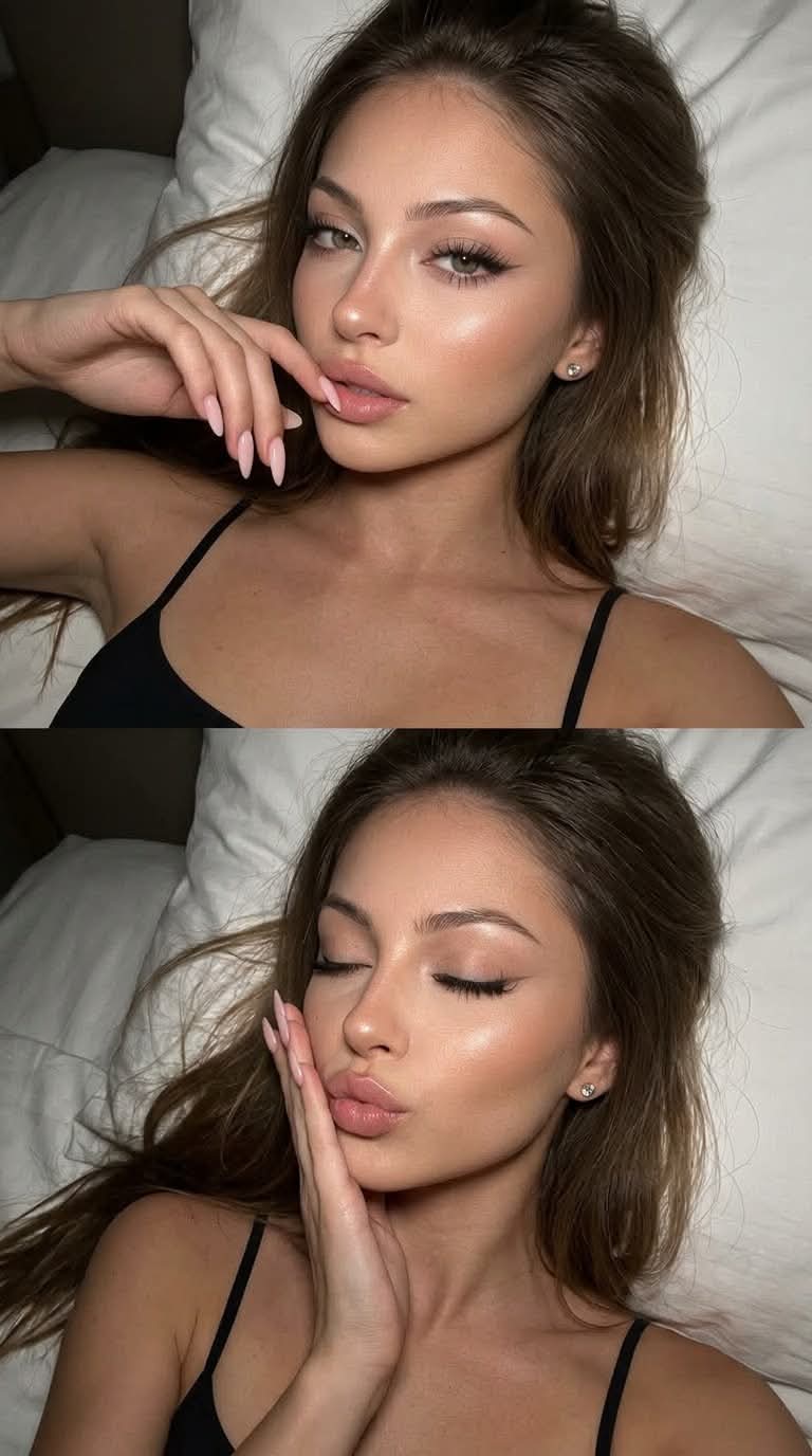 Realistic Two-Frame Bedside Selfie Collage