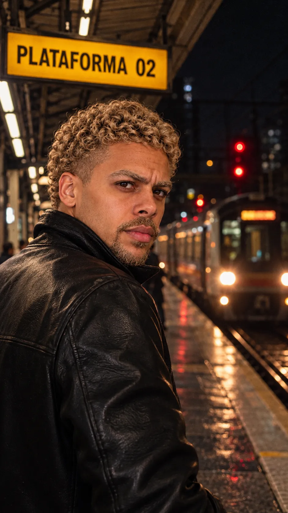 Last Train — Night Flash 35mm Portrait