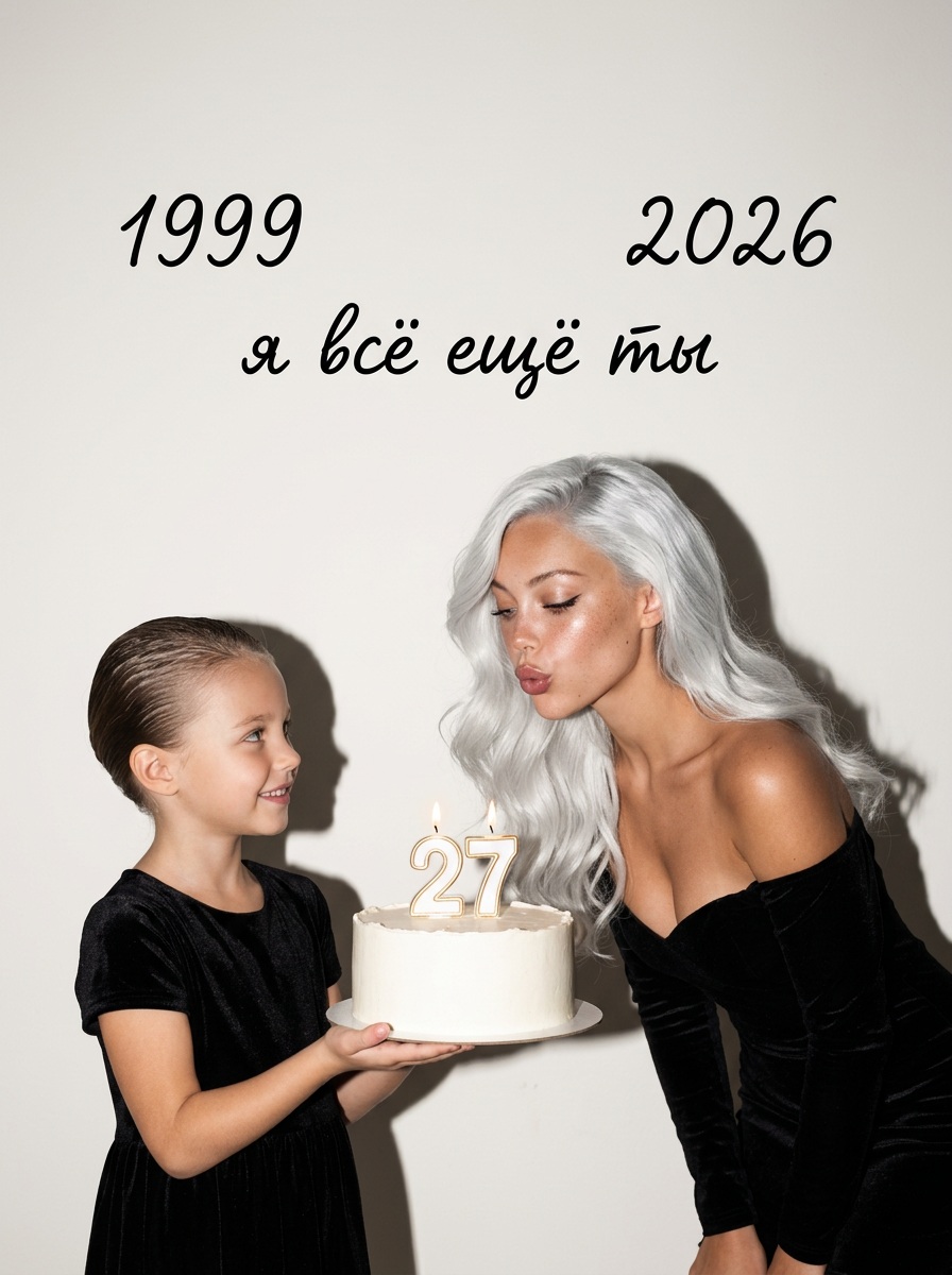 Birthday Portrait with a Cake and Handwritten Message