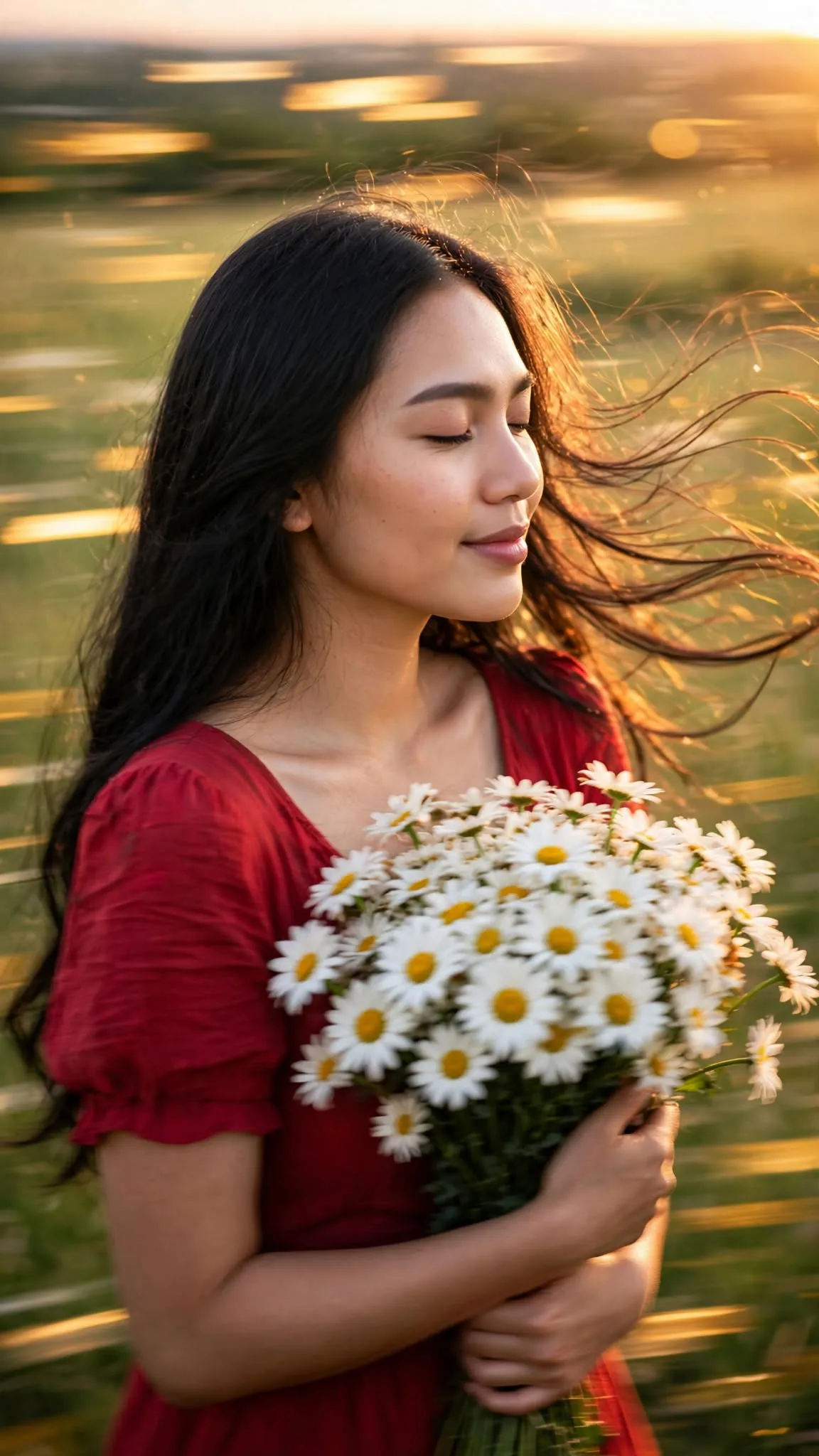 Golden-Hour Daisy Field Portrait output 3