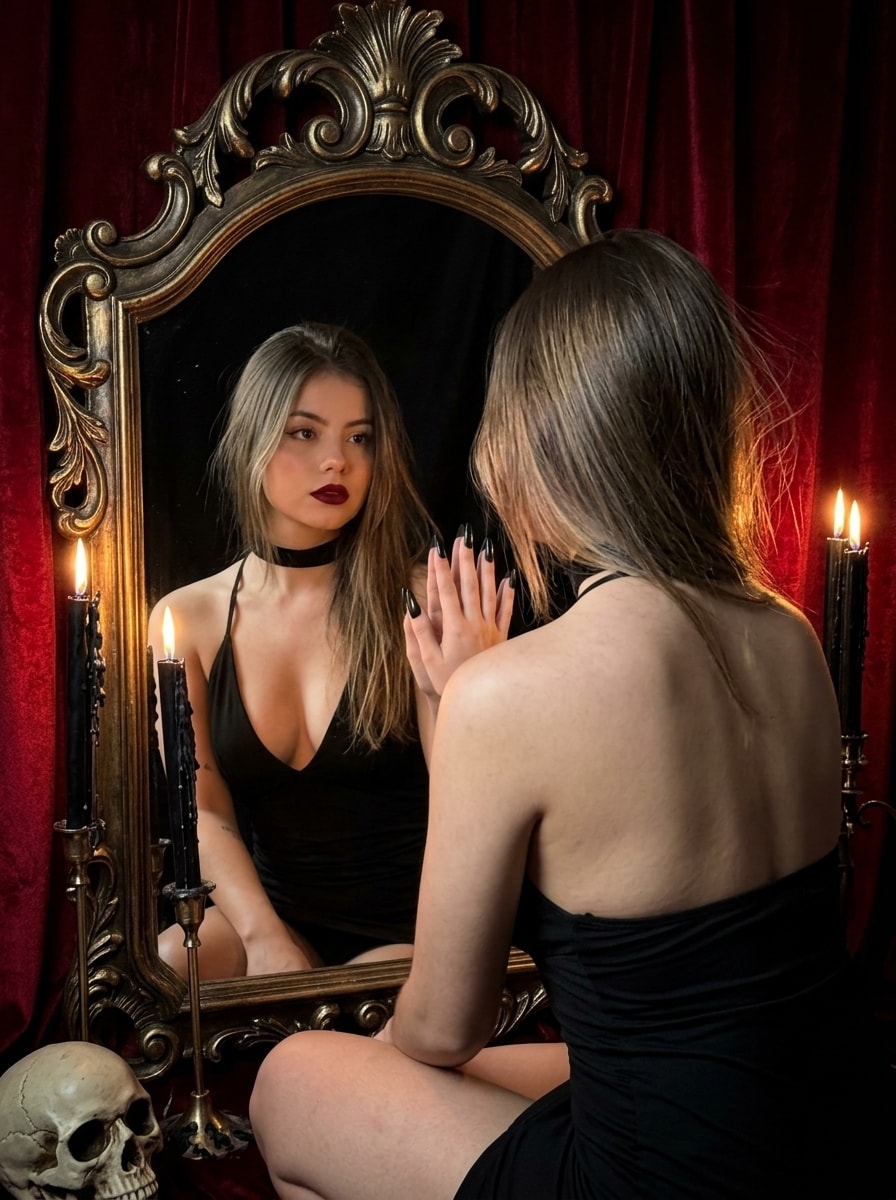 Gothic Vampire Mirror Reflection Portrait