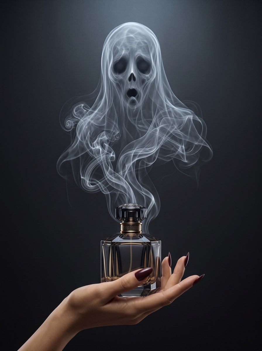 Photorealistic Halloween Product Ad with a Smoke Ghost output 4