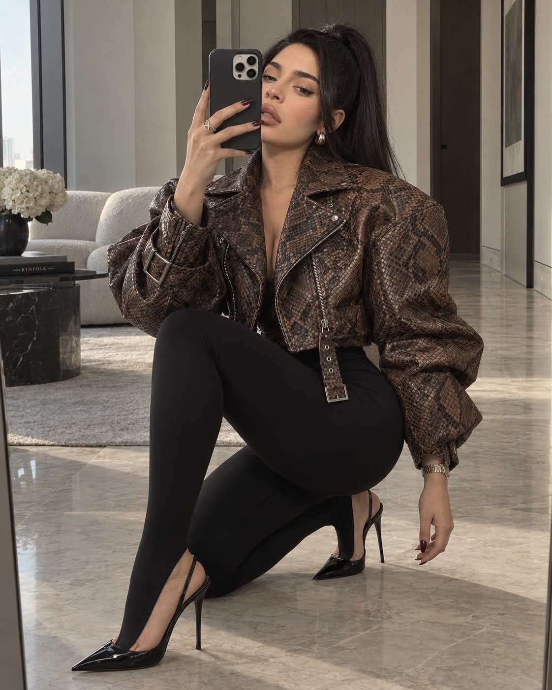 Quiet Luxury Mirror Selfie in a Sculptural Jacket output 2