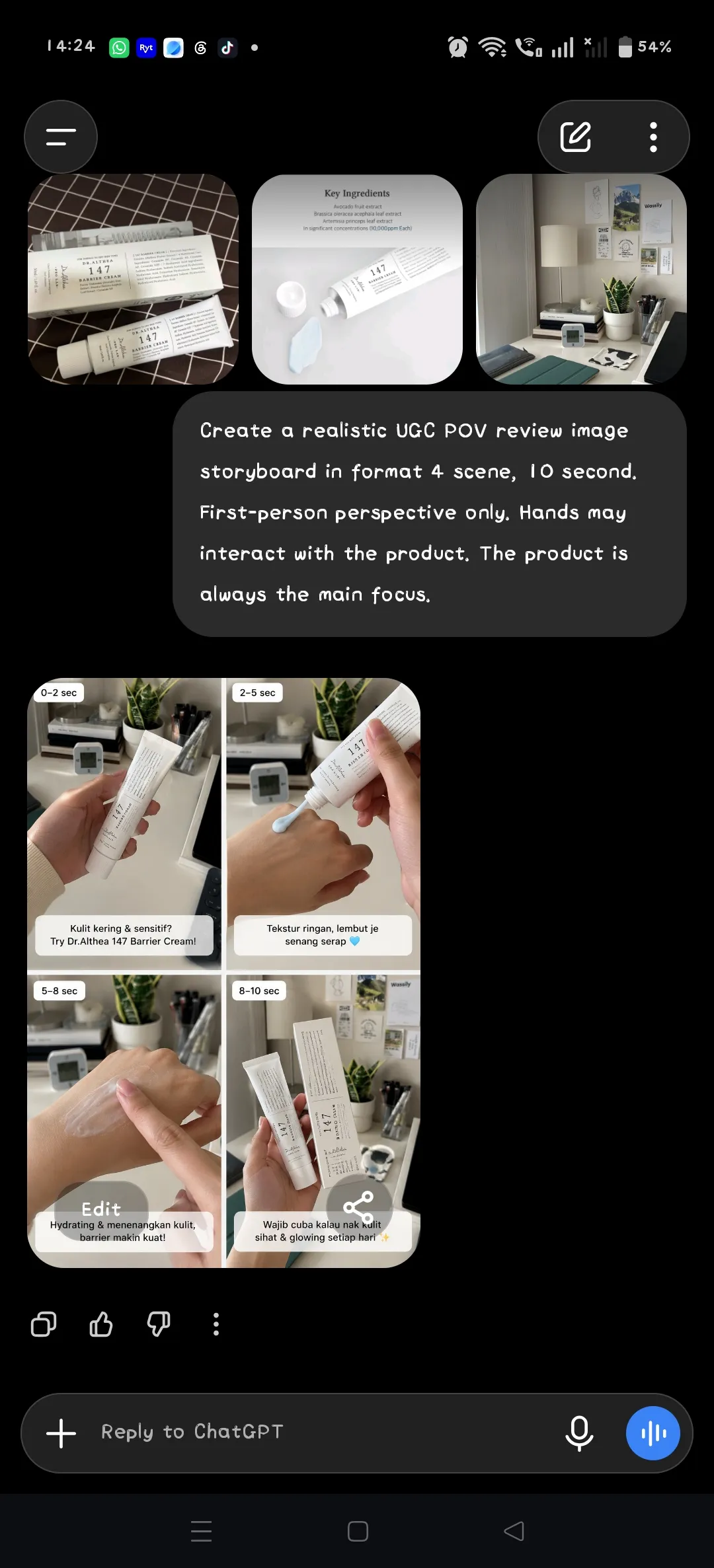 Create a Product UGC Storyboard and Video output 3