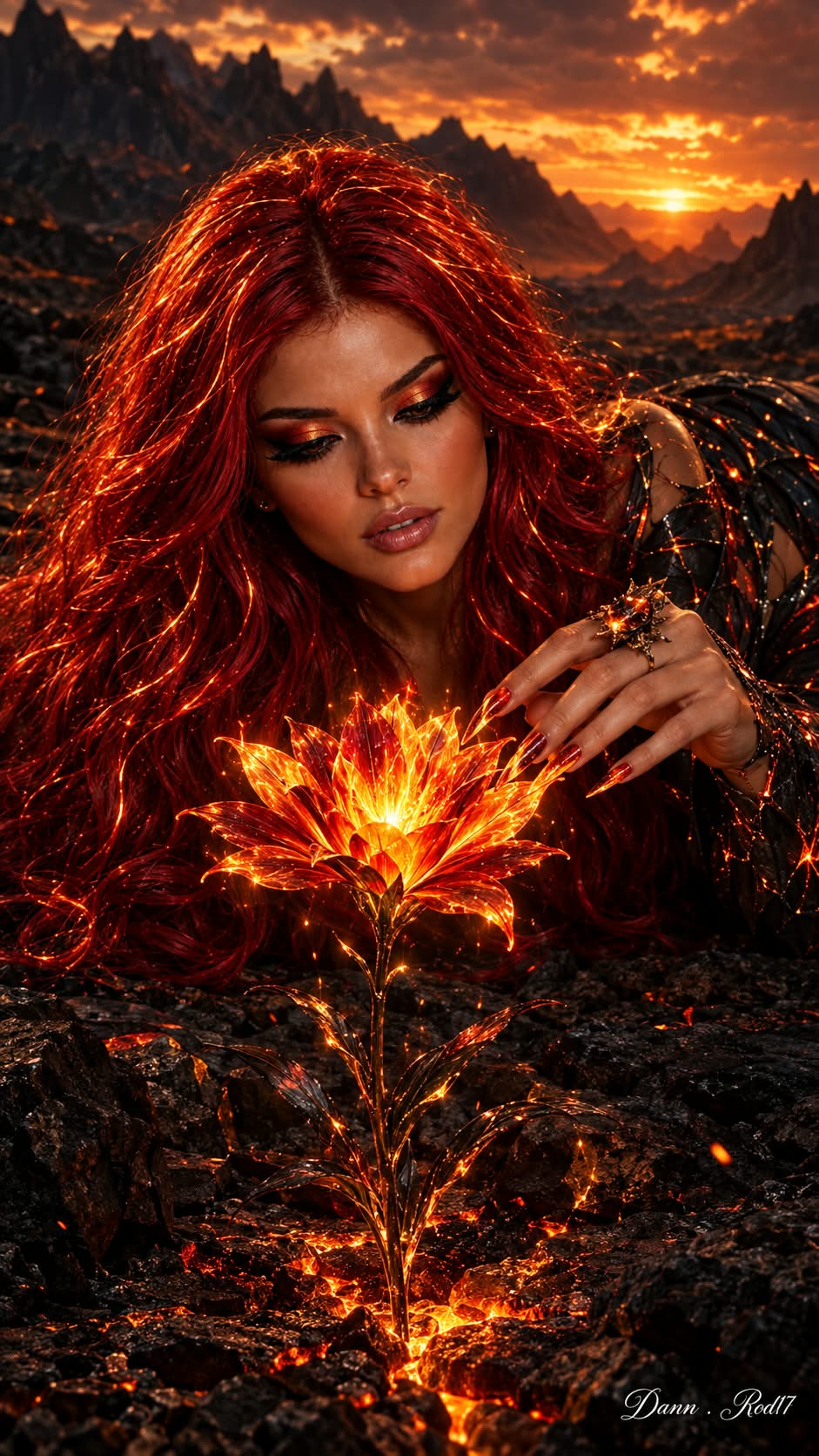 The Flower of Fire: A Volcanic Fantasy Portrait