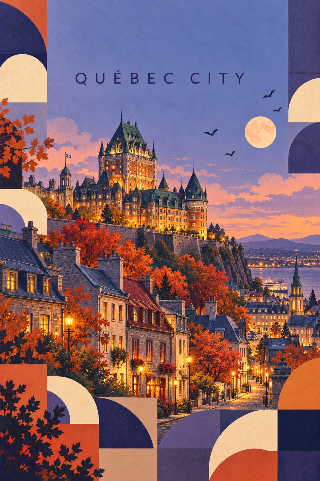Halloween Geometric Travel Art Poster output 3