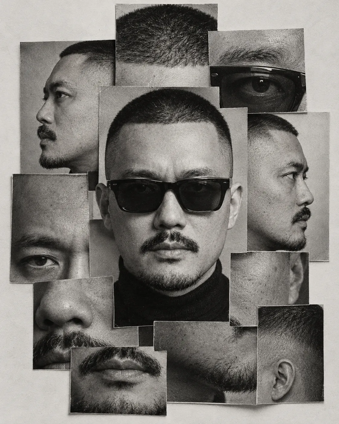 Black-and-White Fragmented Portrait Collage output 3