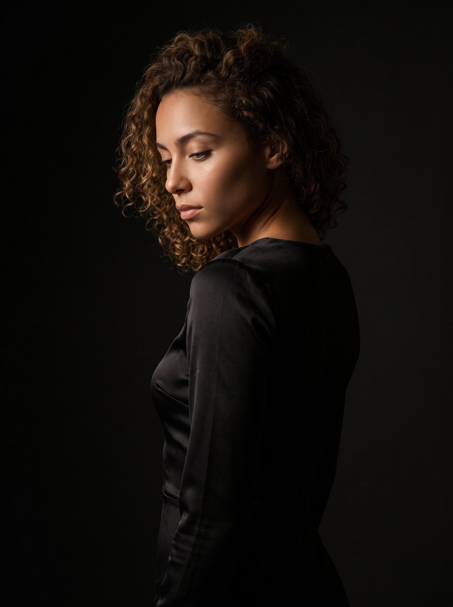 Cinematic Chiaroscuro Fashion Portrait output 2