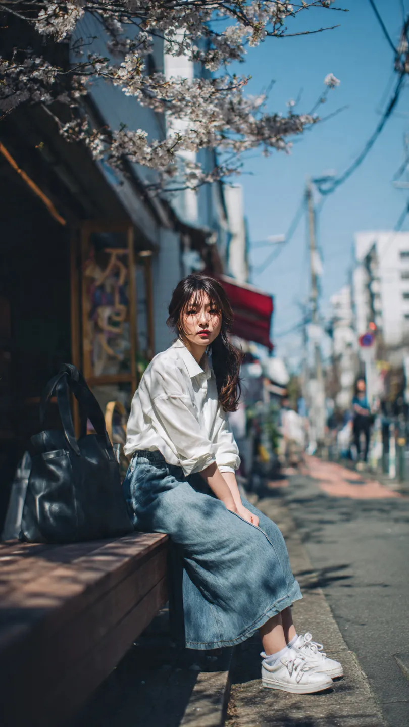 Candid Morning Portrait on a Japanese Sakura Street output 2