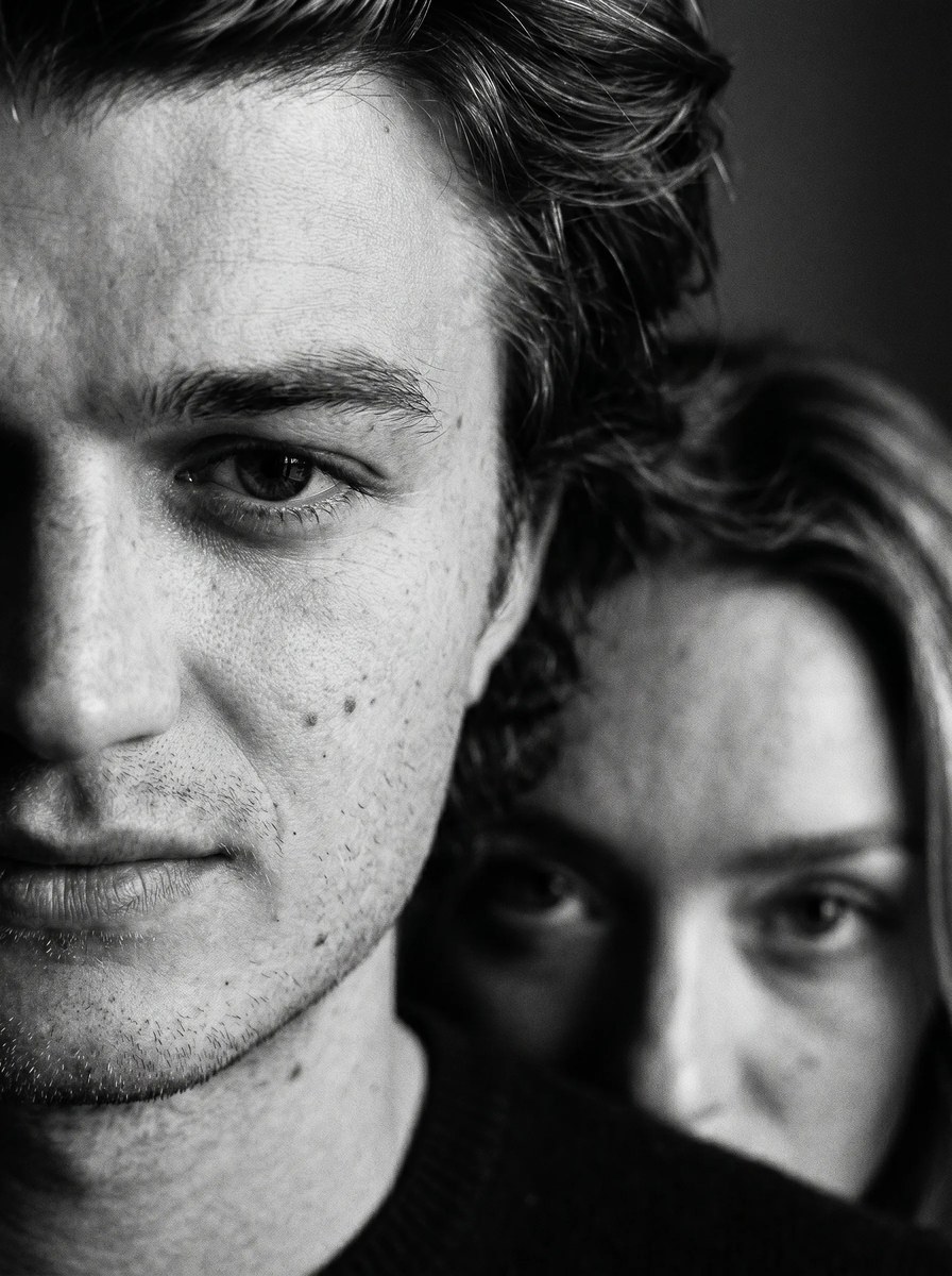 Cinematic Black-and-White Couple Portrait