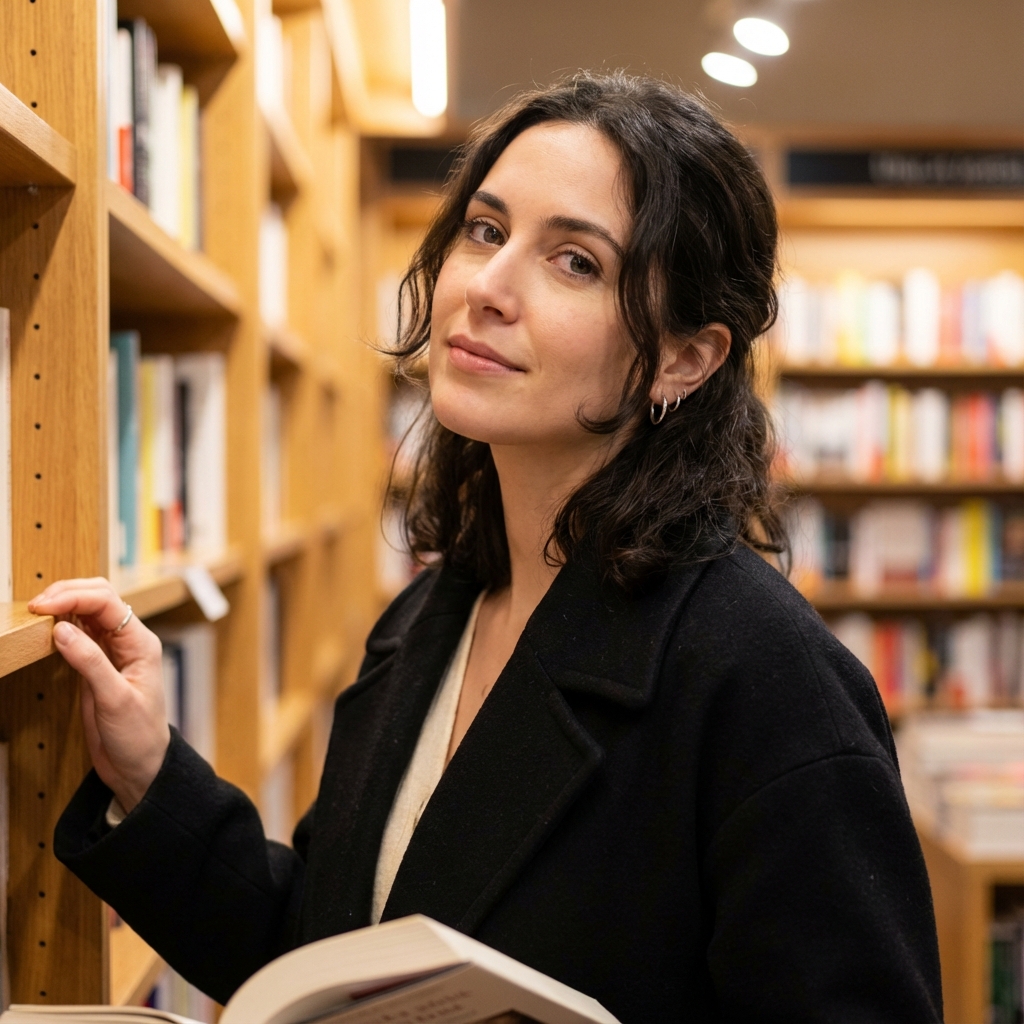 Bookstore Aisle (artsy, quiet luxury)