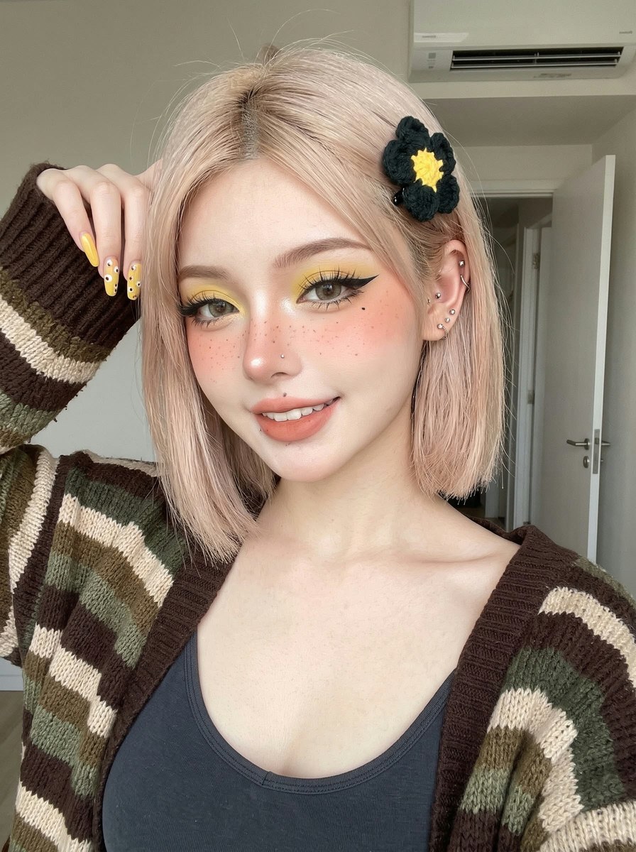 Soft Close-Up Selfie with Bold Makeup output 3