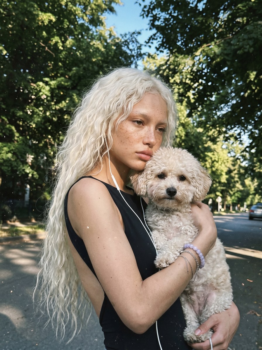 Dreamy Candid Portrait with a Small Dog