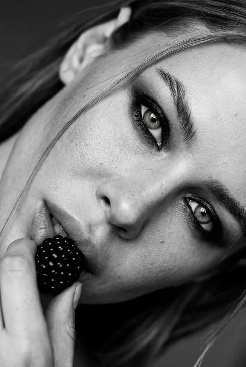 Monochrome Blackberry Beauty Editorial Portrait