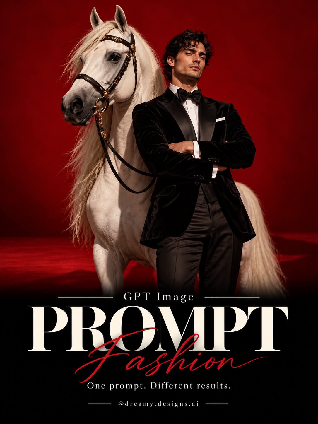 Luxury Fashion Campaign on a Crimson Studio Set