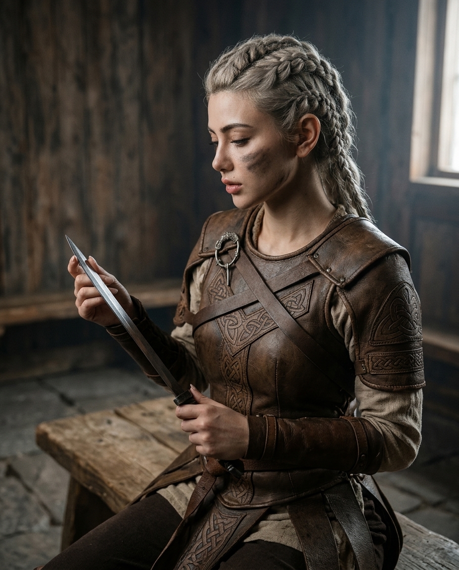 Photorealistic Nordic Shieldmaiden Editorial Portrait output 2