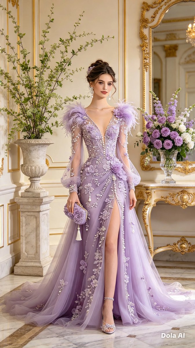 Lavender Gown in a Grand Hall output 3