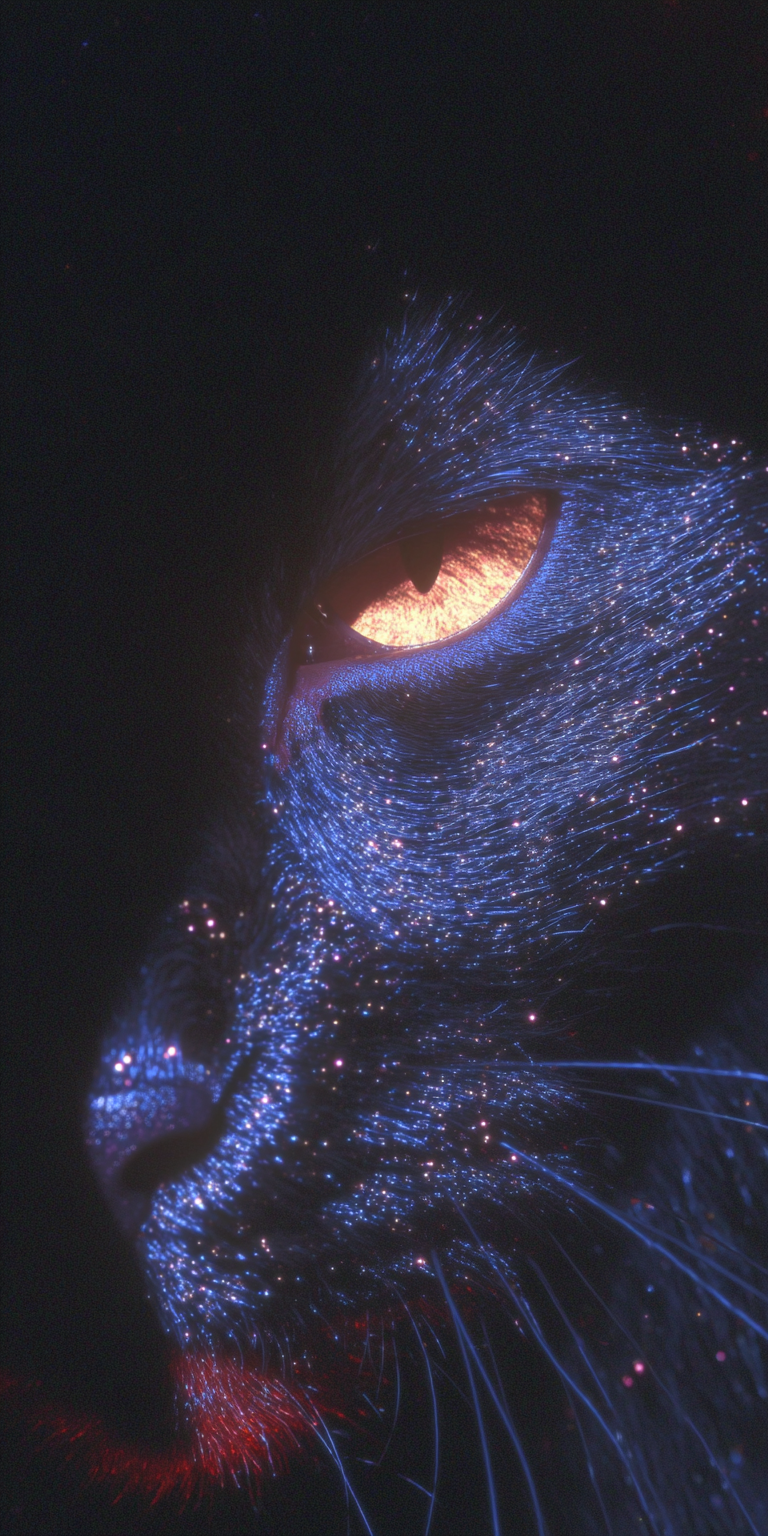 Cinematic Close-Up Portrait of a Shadowy Ninja Cat